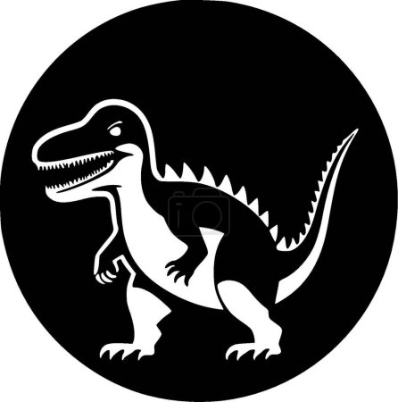 Illustration for Dinosaur - black and white isolated icon - vector illustration - Royalty Free Image