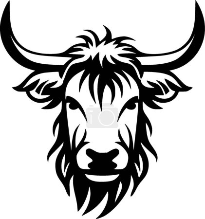 Téléchargez les illustrations : Vache des Highlands - logo plat et minimaliste - illustration vectorielle - en licence libre de droit