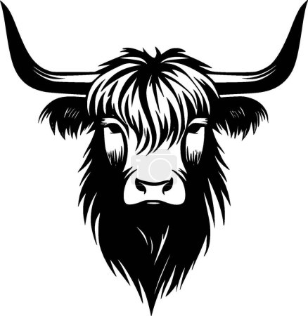 Vaca montañosa - silueta minimalista y simple - ilustración vectorial