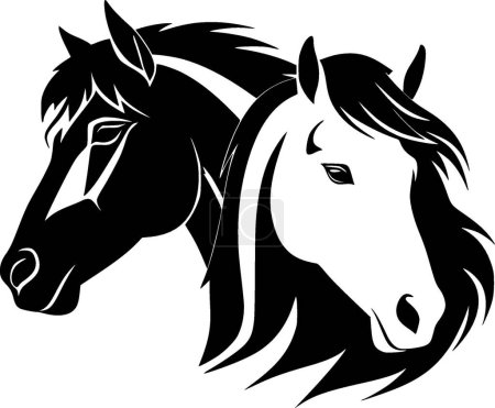 Illustration for Horses - minimalist and simple silhouette - vector illustration - Royalty Free Image