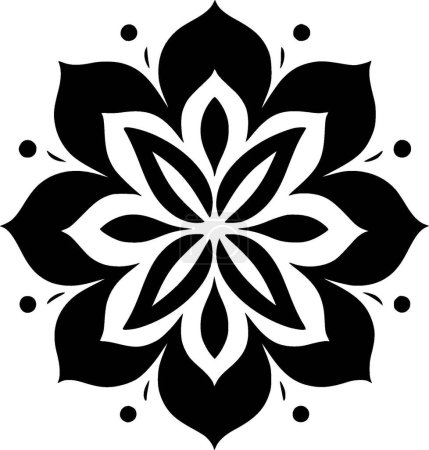 Ilustración de Mandala - ilustración vectorial en blanco y negro - Imagen libre de derechos