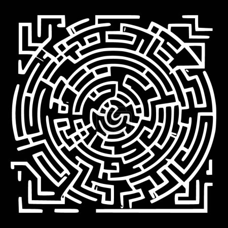 Téléchargez les illustrations : Labyrinthes - illustration vectorielle en noir et blanc - en licence libre de droit