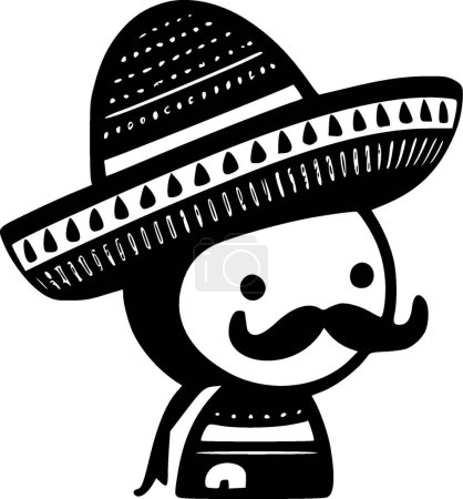 Ilustración de Mexicano - icono aislado en blanco y negro - ilustración vectorial - Imagen libre de derechos