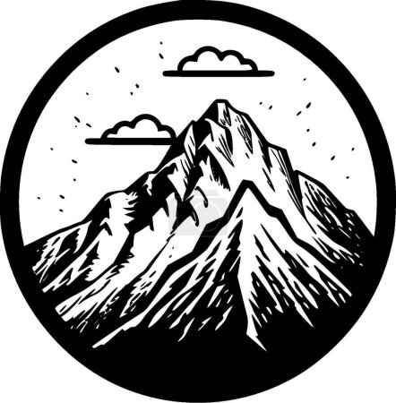 Illustration for Mountain - black and white isolated icon - vector illustration - Royalty Free Image