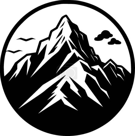 Illustration for Mountain - black and white vector illustration - Royalty Free Image