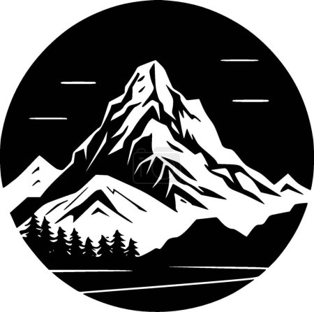 Ilustración de Cordillera - ilustración vectorial en blanco y negro - Imagen libre de derechos