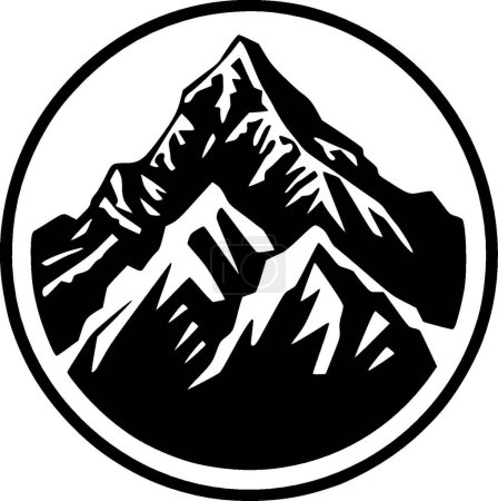 Ilustración de Montañas - icono aislado en blanco y negro - ilustración vectorial - Imagen libre de derechos