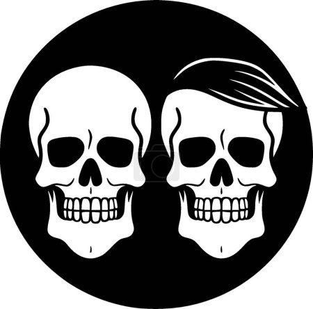 Illustration for Skulls - minimalist and flat logo - vector illustration - Royalty Free Image