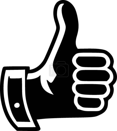 Illustration for Thumbs up - black and white vector illustration - Royalty Free Image