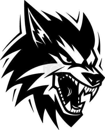 Téléchargez les illustrations : Wolf - illustration vectorielle en noir et blanc - en licence libre de droit