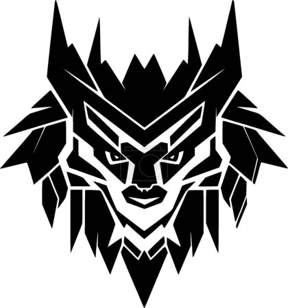 Ilustración de Lobo - icono aislado en blanco y negro - ilustración vectorial - Imagen libre de derechos