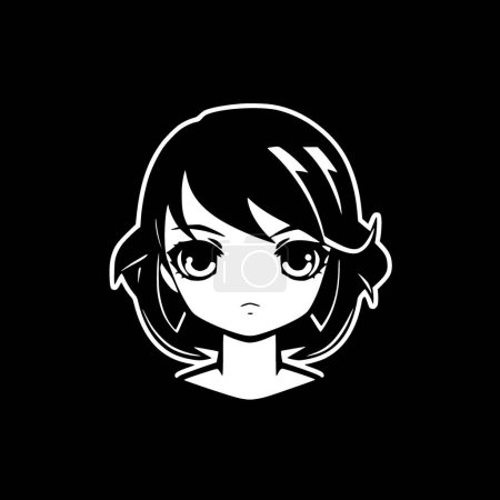 Illustration for Anime - black and white isolated icon - vector illustration - Royalty Free Image