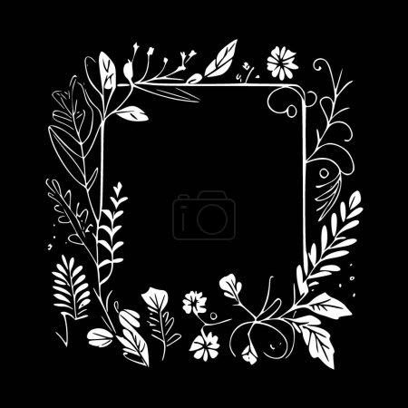 Téléchargez les illustrations : Cadre floral - logo vectoriel de haute qualité - illustration vectorielle idéale pour t-shirt graphique - en licence libre de droit