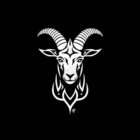 Téléchargez les illustrations : Chèvre - icône isolée en noir et blanc - illustration vectorielle - en licence libre de droit
