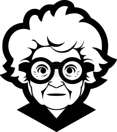 Téléchargez les illustrations : Grand-mère - icône isolée en noir et blanc - illustration vectorielle - en licence libre de droit