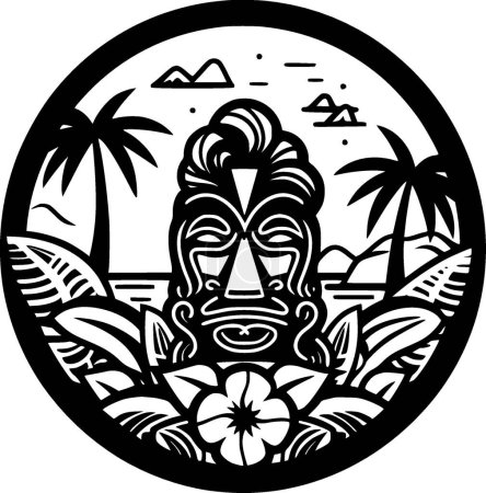 Ilustración de Hawaii - ilustración vectorial en blanco y negro - Imagen libre de derechos