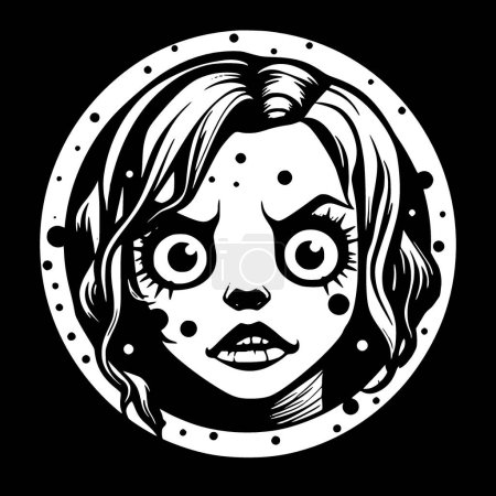 Illustration for Horror - black and white vector illustration - Royalty Free Image