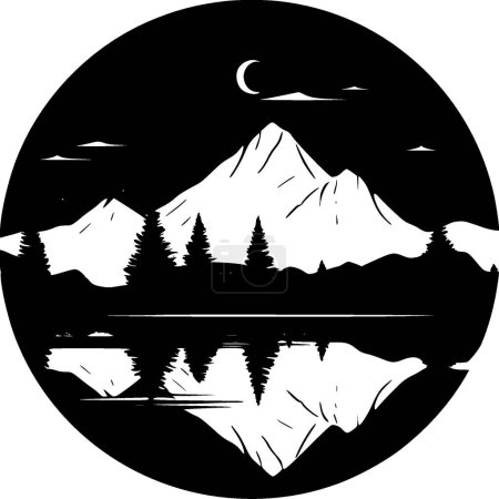Ilustración de Lago - ilustración vectorial en blanco y negro - Imagen libre de derechos