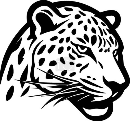 Illustration for Leopard - black and white isolated icon - vector illustration - Royalty Free Image