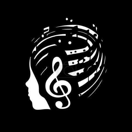 Ilustración de Música - icono aislado en blanco y negro - ilustración vectorial - Imagen libre de derechos