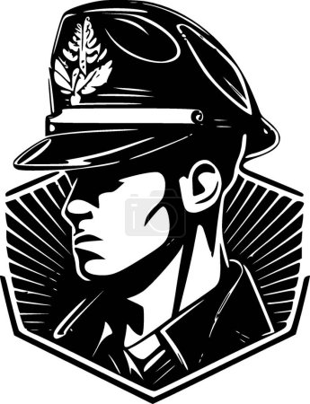 Illustration for Police - black and white vector illustration - Royalty Free Image