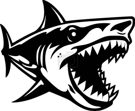 Téléchargez les illustrations : Requin - silhouette minimaliste et simple - illustration vectorielle - en licence libre de droit
