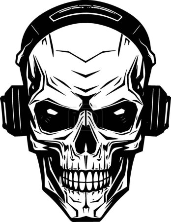 Illustration for Skull - black and white isolated icon - vector illustration - Royalty Free Image