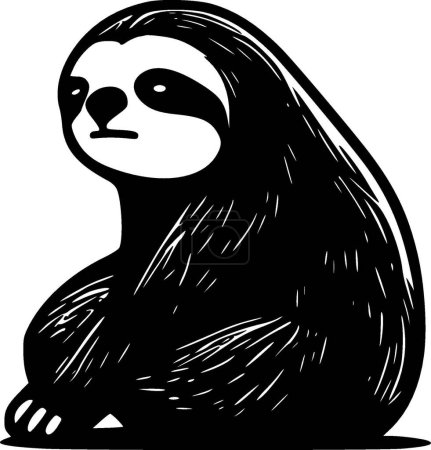 Téléchargez les illustrations : Sloth - icône isolée en noir et blanc - illustration vectorielle - en licence libre de droit