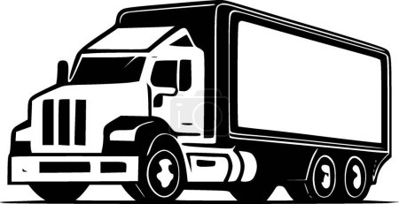 Ilustración de Camión - ilustración vectorial en blanco y negro - Imagen libre de derechos
