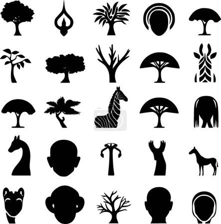 Téléchargez les illustrations : Afrique - icône isolée en noir et blanc - illustration vectorielle - en licence libre de droit