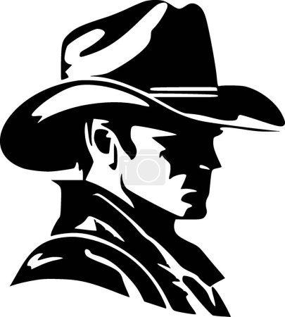 Illustration for Cowboy - black and white isolated icon - vector illustration - Royalty Free Image