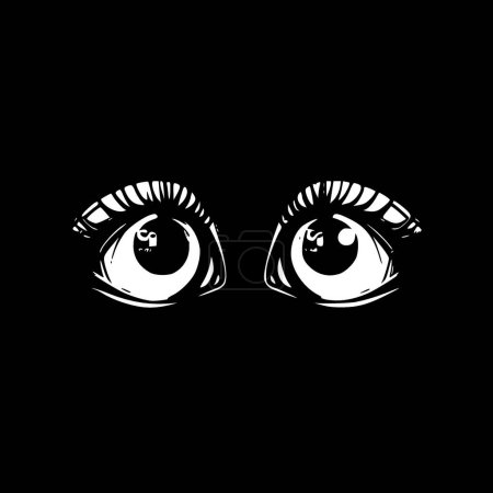 Illustration for Eyes - black and white isolated icon - vector illustration - Royalty Free Image