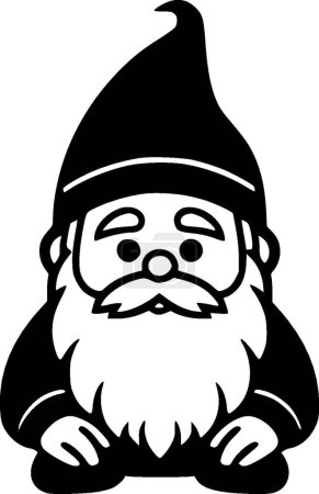 Illustration for Gnome - black and white vector illustration - Royalty Free Image