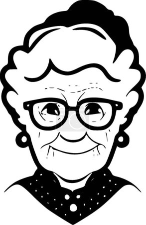 Téléchargez les illustrations : Grand-mère - illustration vectorielle en noir et blanc - en licence libre de droit