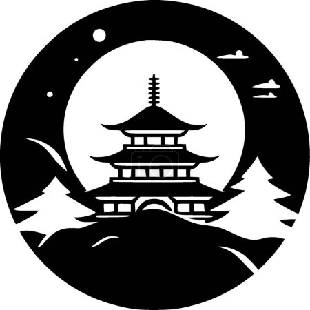 Téléchargez les illustrations : Japon - icône isolée en noir et blanc - illustration vectorielle - en licence libre de droit