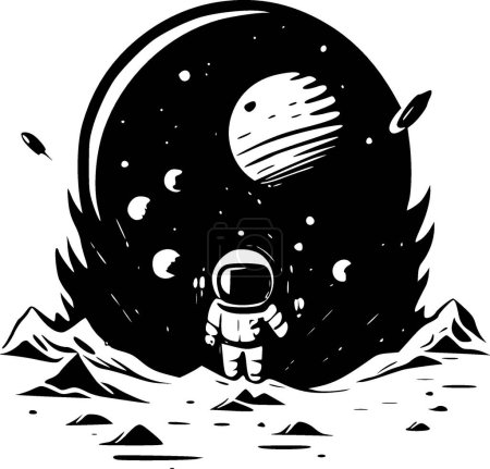 Ilustración de Espacio - ilustración vectorial en blanco y negro - Imagen libre de derechos