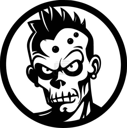 Zombie - Schwarz-Weiß-Ikone - Vektorillustration