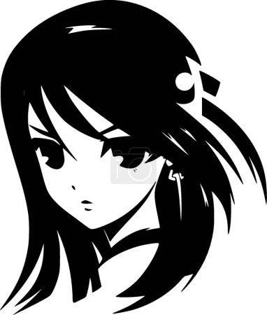 Ilustración de Anime - silueta minimalista y simple - ilustración vectorial - Imagen libre de derechos