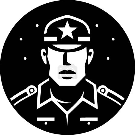 Téléchargez les illustrations : Armée - icône isolée en noir et blanc - illustration vectorielle - en licence libre de droit