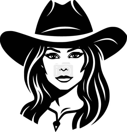Téléchargez les illustrations : Cowgirl - silhouette minimaliste et simple - illustration vectorielle - en licence libre de droit