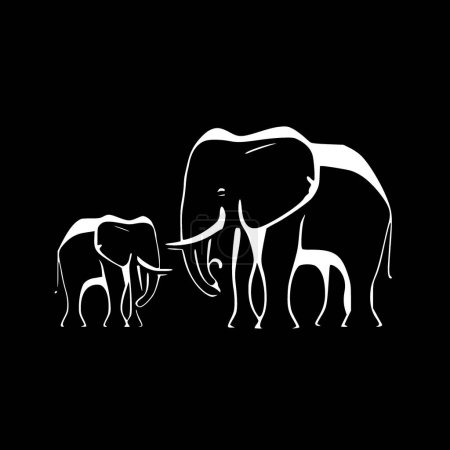 Illustration for Elephants - minimalist and flat logo - vector illustration - Royalty Free Image