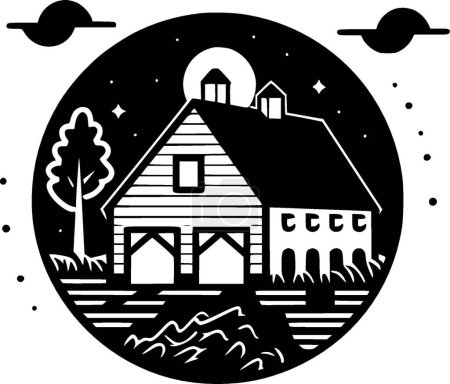 Ilustración de Casa rural - silueta minimalista y simple - ilustración vectorial - Imagen libre de derechos