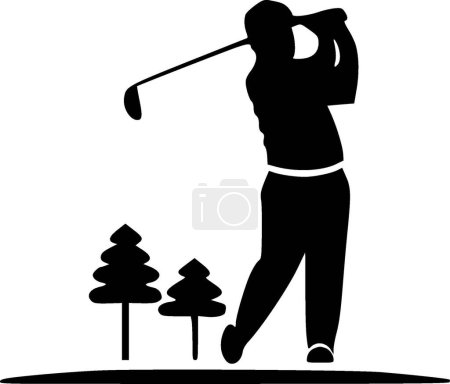 Ilustración de Golf - icono aislado en blanco y negro - ilustración vectorial - Imagen libre de derechos