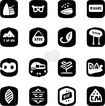 Illustration for Labels - black and white isolated icon - vector illustration - Royalty Free Image