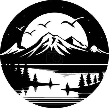 Ilustración de Lago - icono aislado en blanco y negro - ilustración vectorial - Imagen libre de derechos