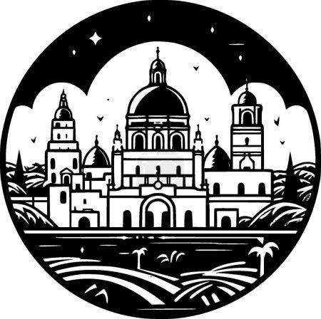 Illustration for Mexico - black and white isolated icon - vector illustration - Royalty Free Image