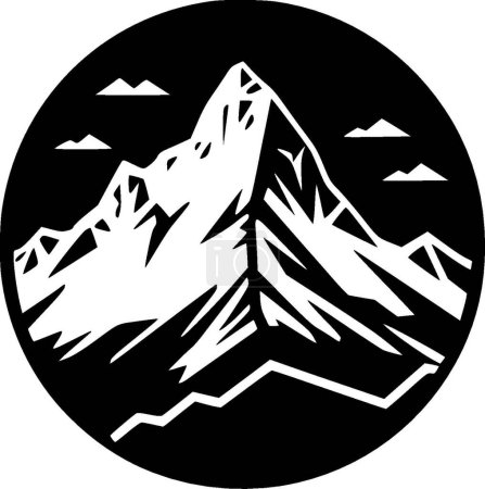 Ilustración de Montaña - icono aislado en blanco y negro - ilustración vectorial - Imagen libre de derechos