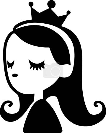 Illustration for Princess - black and white vector illustration - Royalty Free Image