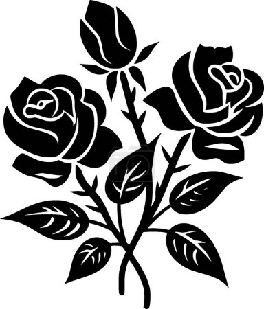Téléchargez les illustrations : Roses - silhouette minimaliste et simple - illustration vectorielle - en licence libre de droit