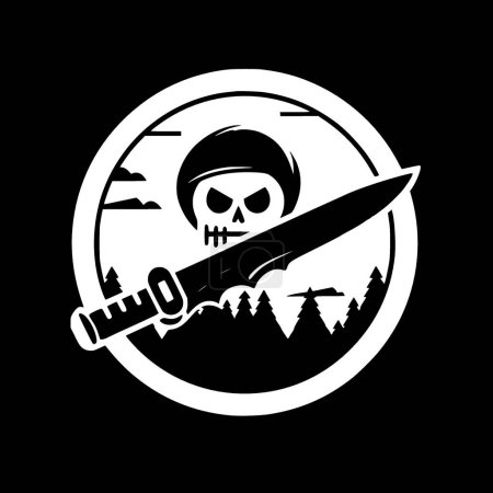 Illustration for War - black and white isolated icon - vector illustration - Royalty Free Image